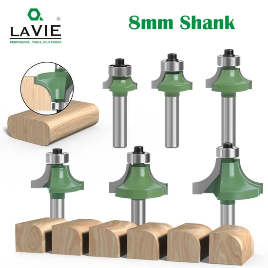 Lavie 6PCS 8mm Shank Corner Round Bit Router Bit Set Milling Cutter for Woodworking